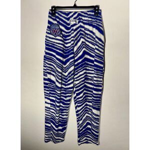 Zubaz Blue White Zebra Stripe Pants Super Bowl XXV Patch Vintage Sz S USA
